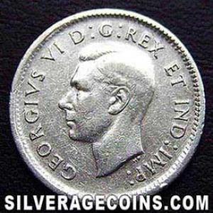 1940 George VI Canadian Silver "Dime" 10 cents (Obverse)