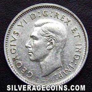 1946 George VI Canadian Silver "Dime" 10 cents (Obverse)