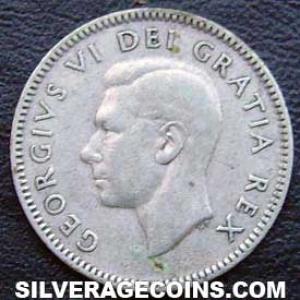 1948 George VI Canadian Silver "Dime" 10 Cents (Obverse)