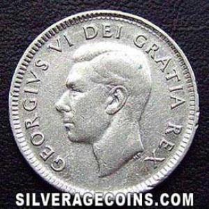 1950 George VI Canadian Silver "Dime" 10 Cents (Obverse)