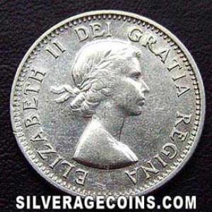 10 Céntimos "Dime" de Plata Canadienses de Isabel II 1953 w/ straps (Anverso)