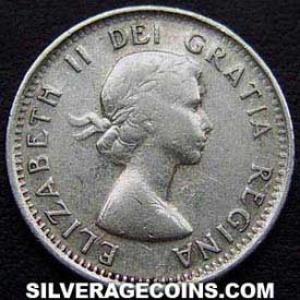 10 Céntimos "Dime" de Plata Canadienses de Isabel II 1953 w/o straps (Anverso)