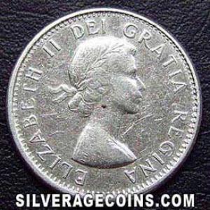 10 Céntimos "Dime" de Plata Canadienses de Isabel II 1961 (Anverso)