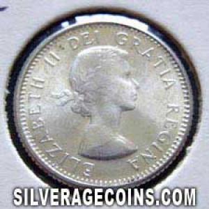 1962 Elizabeth II Canadian Silver "Dime" 10 Cents (Obverse)