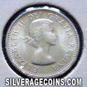 1964 Elizabeth II Canadian Silver "Dime" 10 Cents (Obverse)