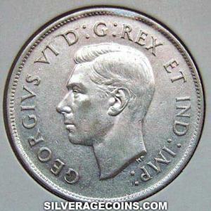 1943 George VI Canadian Silver 50 Cents (Obverse)