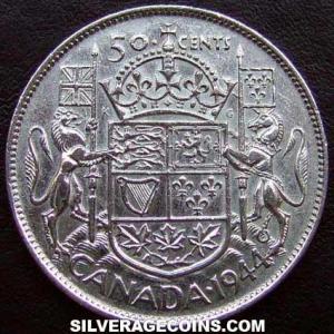 1944 George VI Canadian Silver 50 Cents (Reverse)