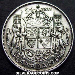 1945 George VI Canadian Silver 50 Cents (Reverse)