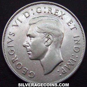 1946 George VI Canadian Silver 50 Cents (Obverse)