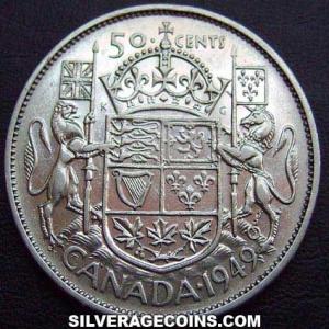 1949 George VI Canadian Silver 50 Cents (Reverse)
