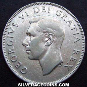 1951 George VI Canadian Silver 50 Cents (Obverse)