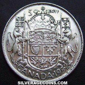 1952 George VI Canadian Silver 50 Cents (Reverse)