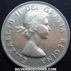 1958 Elizabeth II Canadian Silver 50 Cents (Obverse)