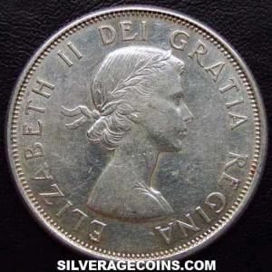 1960 Elizabeth II Canadian Silver 50 Cents (Obverse)