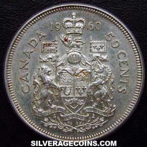 1960 Elizabeth II Canadian Silver 50 Cents (Reverse)
