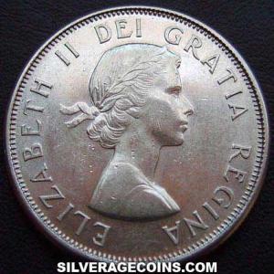 1963 Elizabeth II Canadian Silver 50 Cents (Obverse)