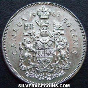 1963 Elizabeth II Canadian Silver 50 Cents (Reverse)