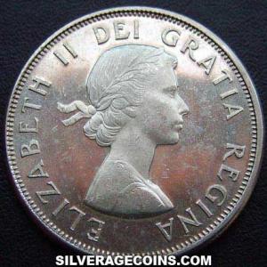 1964 Elizabeth II Canadian Silver 50 Cents (Obverse)