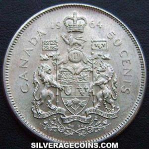 1964 Elizabeth II Canadian Silver 50 Cents (Reverse)