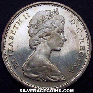 1965 Elizabeth II Canadian Silver 50 Cents (Obverse)