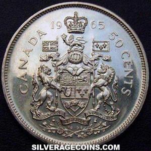 1965 Elizabeth II Canadian Silver 50 Cents (Reverse)