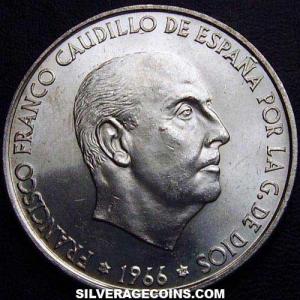 1966 (70) Franco Spanish Silver 100 Pesetas (Obverse)