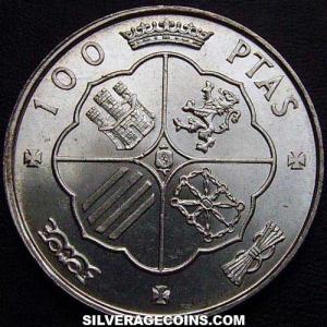 1966 (70) Franco Spanish Silver 100 Pesetas (Reverse)