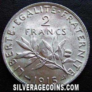 1915 French Silver 2 Francs (Reverse)