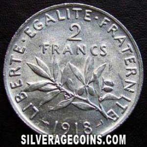 1918 French Silver 2 Francs (Reverse)