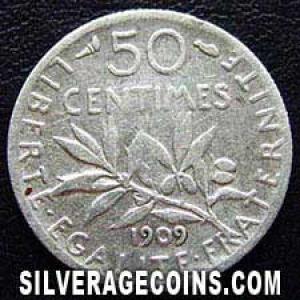 1909 French Silver 50 Centimes (Reverse)