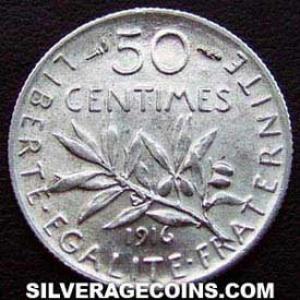 50 Céntimos de Plata Franceses 1916 (Reverso)