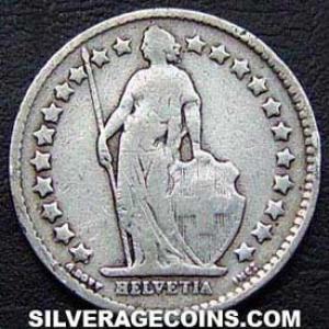 1907 B Swiss Silver Half Franc (Obverse)