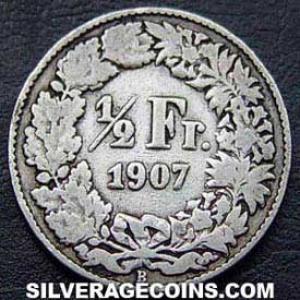 1907 B Swiss Silver Half Franc (Reverse)