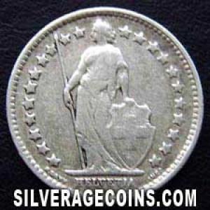 1914 B Swiss Silver Half Franc (Obverse)