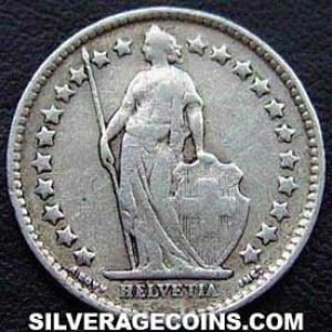 1916 B Swiss Silver Half Franc (Obverse)