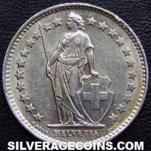 1945 B Swiss Silver Half Franc (Obverse)
