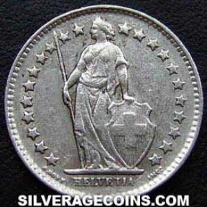 1946 B Swiss Silver Half Franc (Obverse)