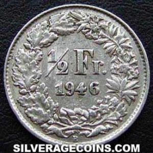 1946 B Swiss Silver Half Franc (Reverse)