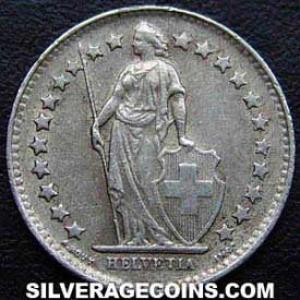 1948 B Swiss Silver Half Franc (Obverse)