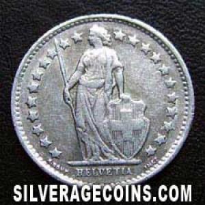 1950 B Swiss Silver Half Franc (Obverse)