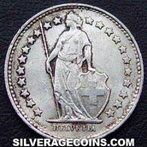 1952 B Swiss Silver Half Franc (Obverse)
