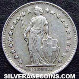 1955 B Swiss Silver Half Franc (Obverse)