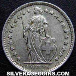 1959 B Swiss Silver Half Franc (Obverse)