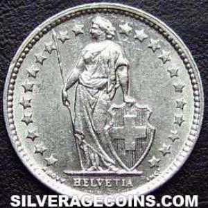1960 B Swiss Silver Half Franc (Obverse)