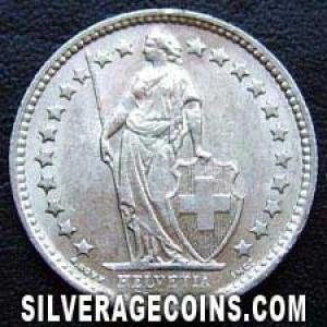 1962 B Swiss Silver Half Franc (Obverse)