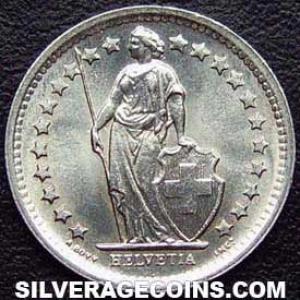 1965 B Swiss Silver Half Franc (Obverse)
