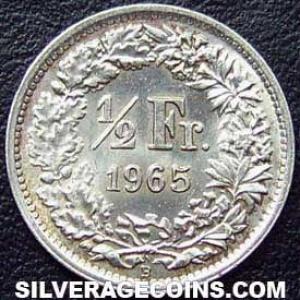1965 B Swiss Silver Half Franc (Reverse)