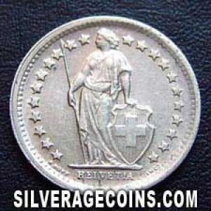 1967 B Swiss Silver Half Franc (Obverse)