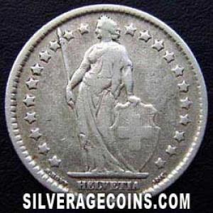 1911 B Swiss Silver Franc (Obverse)