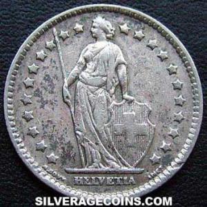 1921 B Swiss Silver Franc (Obverse)